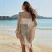 Color-Apricot-Knitted Beach Cover up Seaside Sexy Cutout Vacation Sun Protection Shawl Bikini Cover-Fancey Boutique