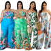 Color-Sexy Bandeau Strap Printing Wide Leg Jumpsuit Plus Size-Fancey Boutique