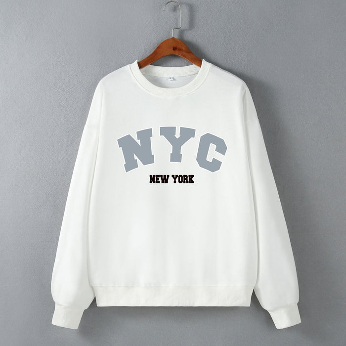 Color-White-Street Internet Influencer Fashionmonger Drop Shoulder Loose Long Sleeve Sweatershirt Women Top Autumn Winter-Fancey Boutique