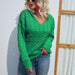 Color-Autumn Winter Solid Color V Neck Hooded Sweater Retro Twist Sweater Women-Fancey Boutique