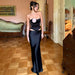 Color-Black-Summer Maxi Dress Fashionable Sexy All Match Sheath Long Satin Skirt-Fancey Boutique