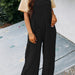 Color-Black-Summer Women Casual Solid Color Pocket Square Collar Loose Overalls-Fancey Boutique