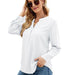 Color-White-Women Clothing Autumn Winter Solid Color Chiffon Shirt Loose V neck Pullover Long Sleeve Top Shirt-Fancey Boutique