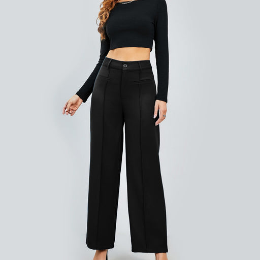 Color-Autumn Winter Professional Work Pant Women Casual Straight Leg Wide Leg Pants High Waist Slimming Draping Long Pants-Fancey Boutique