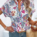 Color-Women Clothing Summer Painted Color Printing V neck Short Sleeve Women Top-Fancey Boutique