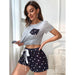 Color-Pajamas Women Summer Short Sleeve Heart Shape Printed Thin Simple Casual Homewear Two Piece Set-Fancey Boutique