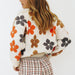 Color-Autumn Winter Casual Loose Jacquard Cute Floral Single Breasted Long Sleeve Sweater Cardigan Coat-Fancey Boutique