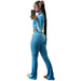 Color-Women Clothing Two-Piece Korean Velvet Solid Color Long Sleeve Sexy cropped Casual Sports Suit-Fancey Boutique