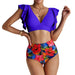 Color-Blue-Swimwear Women Swimsuit Wireless Detachable Cup Cotton Swimsuit two piece set-Fancey Boutique