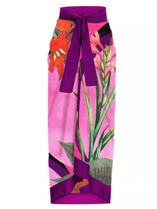 Color-Purple Background Hip Skirt-Bikini Two Piece Suit Women One Piece Swimming Suit-Fancey Boutique