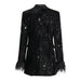 Color-Autumn Socialite Affordable Luxury Sequined Blazer Slim Fit Cuff Furry Stitching Small Blazer-Fancey Boutique