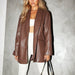 Color-Brown-Women Leather Jacket Autumn Winter Leather Jacket Casual Warm Blazer Women-Fancey Boutique