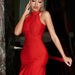 Color-Summer Sexy Sleeveless Red Vest Flared Bandage Pleated Dress Cocktail Party Dress-Fancey Boutique