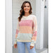 Color-Autumn Casual Sweater Loose Crew Neck Color Knitwear Top Color Block-Fancey Boutique