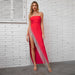 Color-High End Fashionable Tassel Embellished High Slit Tube Top Dress Red Evening Dress Socialite Dress-Fancey Boutique