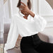 Color-Women Shirt Autumn Elegant Solid Color Collared Long Sleeve Single Row Button Loose Women Top-Fancey Boutique