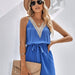 Color-Spring Summer Women Clothing Casual Lace V neck Sleeveless Belt Romper-Fancey Boutique