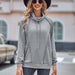 Color-Gray-Fall Winter Casual Women Solid Color Turtleneck Patchwork Loose Sweater-Fancey Boutique