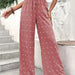 Color-Pink-Casual Micro Elastic Loose Smocking High Waist Jacquard Casual Pants Wide Leg Pants Trousers for Women-Fancey Boutique