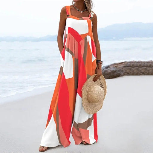 Color-Summer Printed Sleeveless Loose Casual Sling Wide Leg for Women Jumpsuit-Fancey Boutique