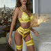 Color-Yellow-High-End Quality Popular Sexy Underwear Garter Strap Body Shaping Two-Piece Suits-Fancey Boutique