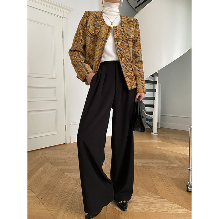 Color-Can Match the Wide-Leg Mopping Work Pant of the Whole Store Advanced Draping Effect Early Autumn-Fancey Boutique