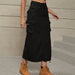 Color-Black-Women Clothing Skirt Casual Mid Length Skirt-Fancey Boutique