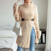 Color-Arrival Autumn Winter Women Wear Solid Color Split Long Sleeve High Collar Sweater Dress-Fancey Boutique