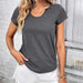 Color-Summer Fast Casual T shirt Simple Irregular Asymmetric round Neck Short Sleeve Women Top-Fancey Boutique