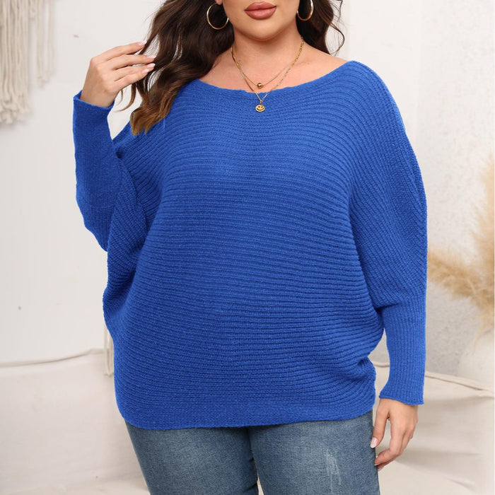 Color-Women Pullover Woven Sweater plus Size Women Clothes Autumn Winter Sleeve Neck Shoulder Loose Sweater-Fancey Boutique