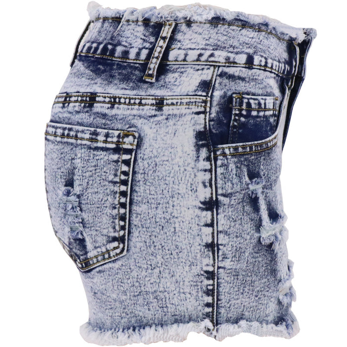 Color-Spring Summer Bleached Snowflake Women Denim Shorts-Fancey Boutique