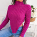 Color-Autumn Winter Sexy Half High Collar Long Sleeves Asymmetric Knitted Bottoming Sweater Women Clothing-Fancey Boutique