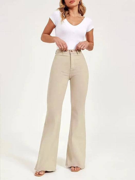 Color-Ivory-Jeans Women Pants Fitted Boot Cut Jeans Women Trousers-Fancey Boutique