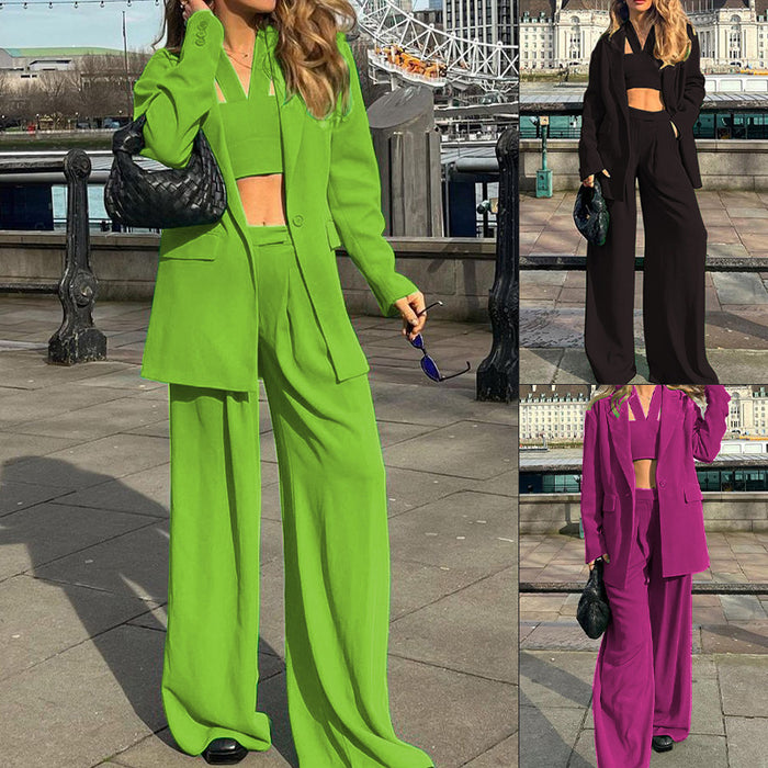 Color-Autumn Winter Stylish Long Sleeves Blazer Suit Set Casual Trousers Two Piece Set-Fancey Boutique