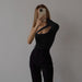 Color-Knitted Single Sleeve Asymmetric Jumpsuit Women Clothing Spring Sexy Long Sleeved Top Women-Fancey Boutique