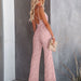 Color-Women Clothing Spring Summer Deep V Plunge Plunge Lace Strap Jumpsuit-Fancey Boutique