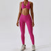 Color-Pleated Bra Trousers Magenta-Sexy Beauty Back Yoga Clothes Outer Wear Pilates Running Fitness Exercise Yoga Suit Women-Fancey Boutique
