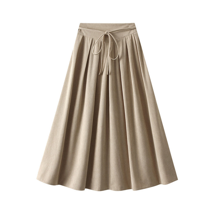 Color-Korean Pleated Skirt Women Autumn High Waist Midi Skirt Small Drape Covering Large Swing Skirt-Fancey Boutique
