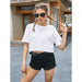 Color-White-White Short T shirt Women Summer Trendy Solid Color Loose Slimming Short Sleeve T shirt BM Cropped Outfit Top-Fancey Boutique