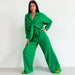 Color-Autumn Double Layer Gauze Pajamas Set Loose Wide Leg Pants Sweet Ladie Homewear Can Be Worn outside-Fancey Boutique