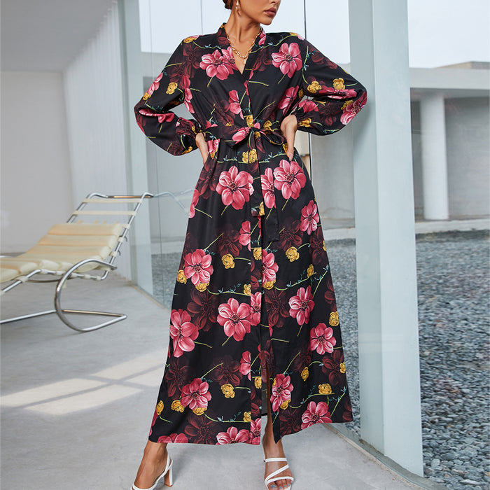 Color-Autumn Women Clothing for Full Body Floral Printing Dyeing Long Sleeve Sexy Dress-Fancey Boutique