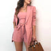 Color-Pink-Spring Summer Solid Color Vest Blazer Fashion High Waist Shorts Women Clothing-Fancey Boutique