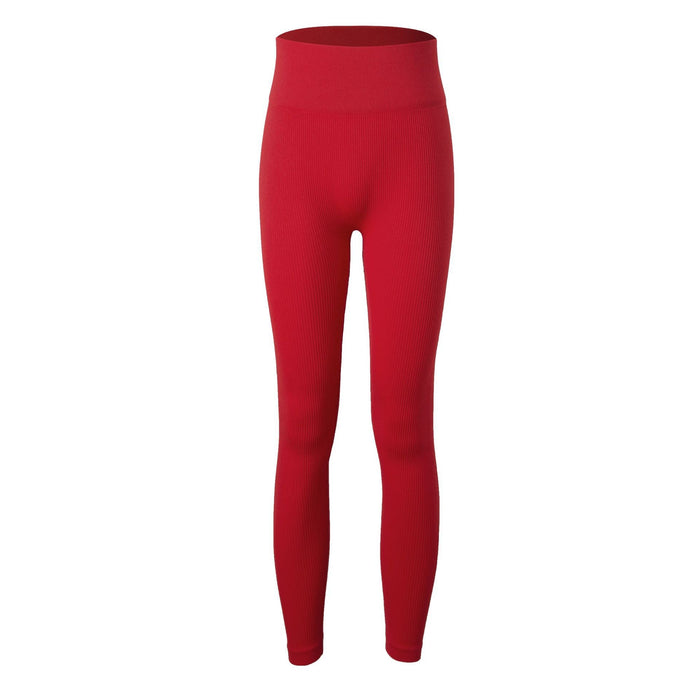 Color-Red Trousers-Seamless Sports Fitness Yoga Wear Shark Knitted Suit Pressure Line Exercise Women-Fancey Boutique