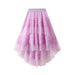 Color-Fungus Irregular Asymmetric Solid Color Cake Pettiskirt Fairy Dress Large Swing Stitching Mesh Half Length Skirt-Fancey Boutique
