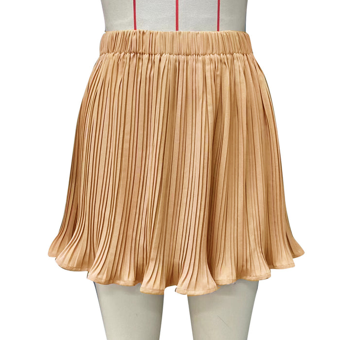 Color-Spring Skirt Solid Color A- line Pleated Skirt Skirt for Women-Fancey Boutique