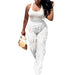 Color-White-Women Clothing Eaby Wave Pattern See Through High Waist Wide Leg Pants Pants Only-Fancey Boutique