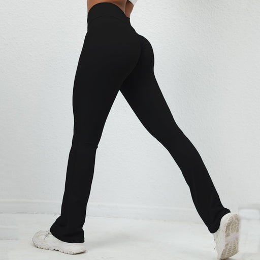 Color-Black-Nude Feel Stretch Sports Peach Hip Horn Yoga Pants Slimming Dance Training Running Exercise Workout Pants-Fancey Boutique