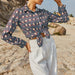 Color-Spring Autumn Women's Mercerizing Satin Face Plaid Diamond Shirt Design Clothing Long Sleeve Shirt Women-Fancey Boutique