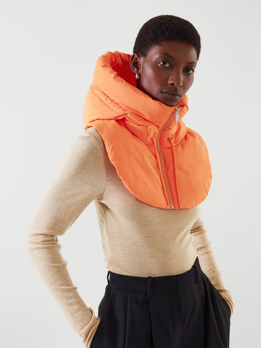 Color-Orange-Autumn Winter Women Clothing All Match Clothes Accessories Hooded Detachable Collar Vest-Fancey Boutique