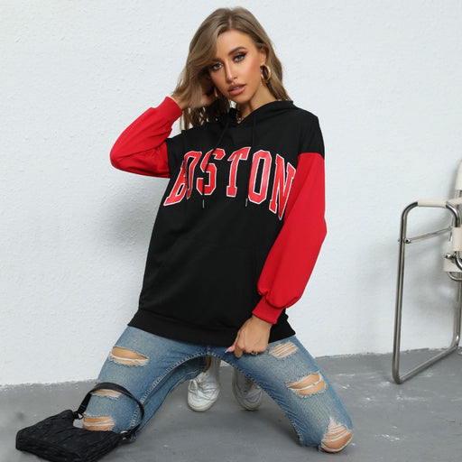 Color-Autumn Women Wear Letter Graphic Hooded Sweater-Fancey Boutique